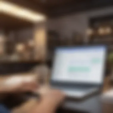 Real-world Application of Invoicing Software A small business owner utilizing billing software on a laptop