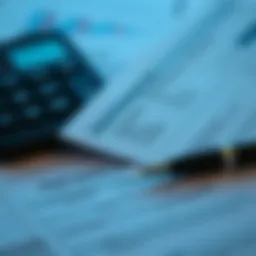 Visual representation of tax documents and calculations