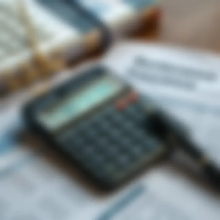 A calculator and documents representing financial aspects of renters insurance