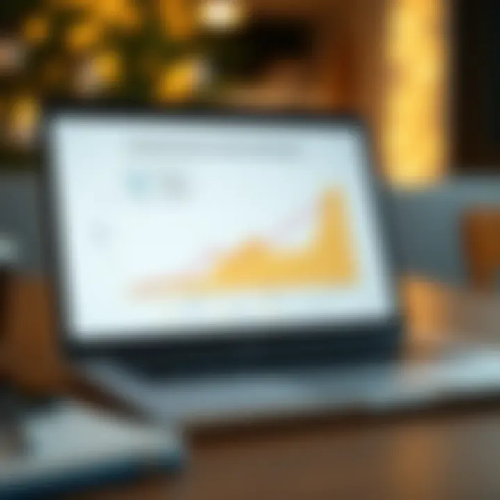 A laptop with a graph illustrating app earnings potential