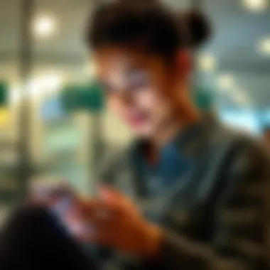User Engagement with Money-Making Apps A user engaging with a mobile app for financial gain