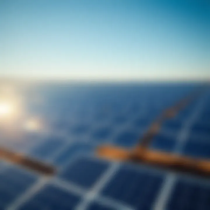 A vast solar farm under a clear blue sky