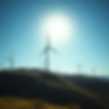 Wind turbines generating electricity on a hillside