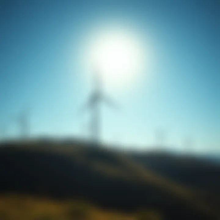 Wind turbines generating electricity on a hillside