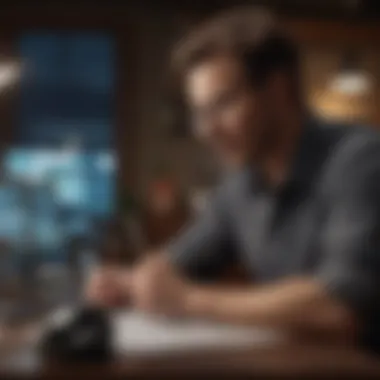 Entrepreneur Crafting a Business Plan An entrepreneur reviewing a detailed business plan.