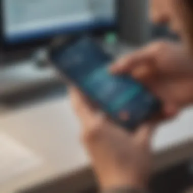 Close-up of a person using a mobile banking app on a smartphone