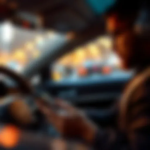 An Uber driver checking earnings on a mobile device