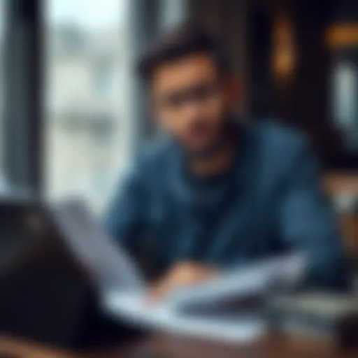 A thoughtful individual analyzing financial documents