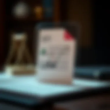 Legal Considerations in E-Trade A legal document icon with trading symbols
