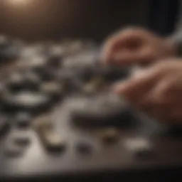 Close-up of a pawned item being evaluated