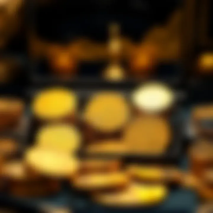 A well-maintained collection of pure gold coins displayed elegantly.