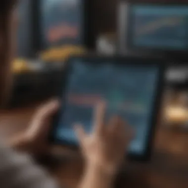 A professional analyzing financial data on a digital tablet